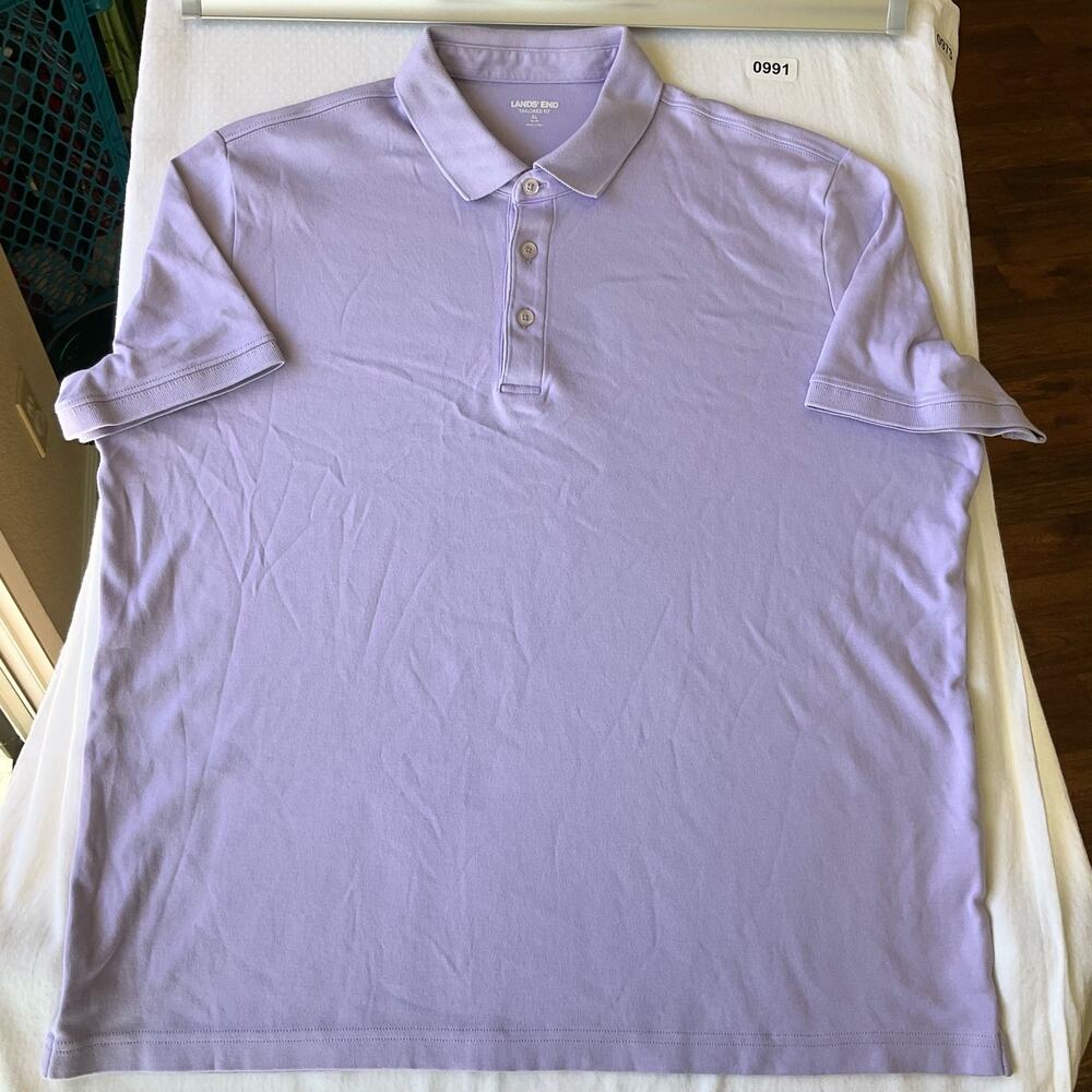 Lands’ End Men’s Short Sleeve Polo Shirt Size XL, Lavender Purple